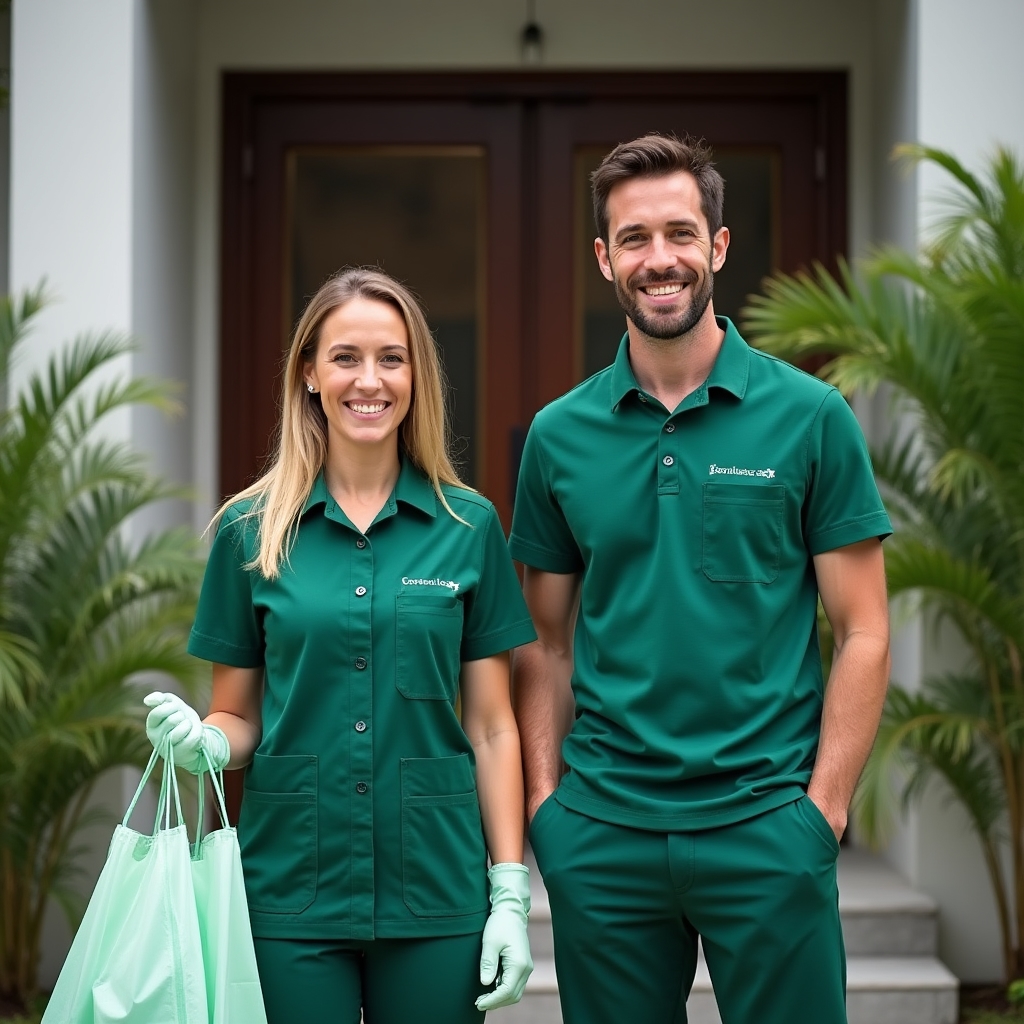 Equipo de limpieza de Nakuru Ludaye en Costa Rica listos para el servicio